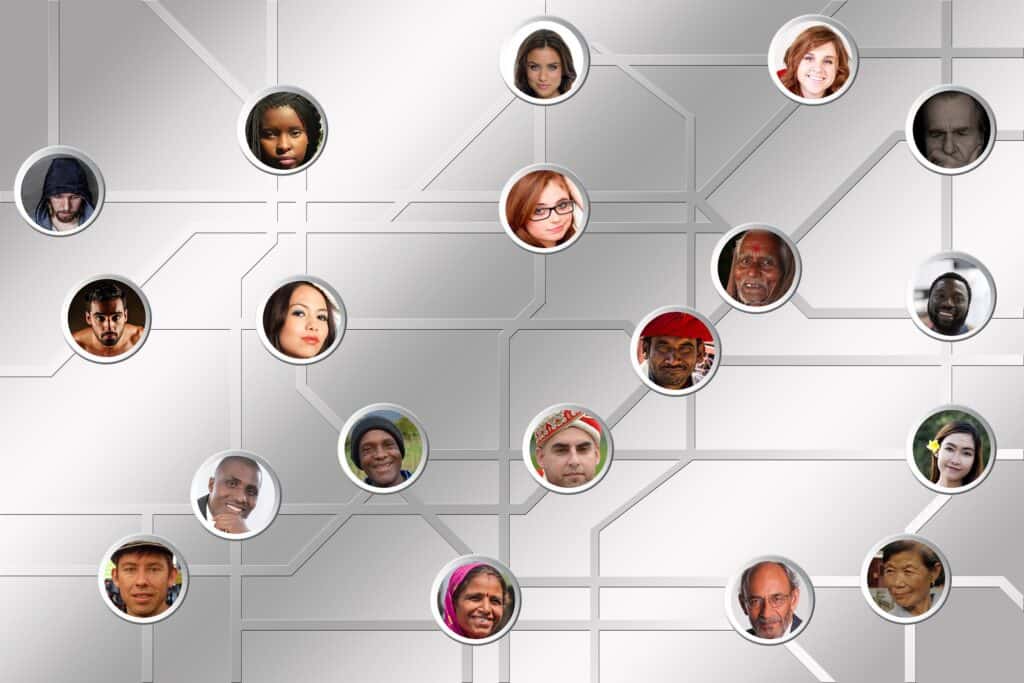 people in a network stock image
